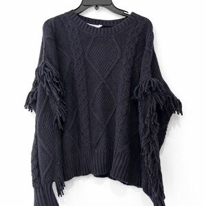 XL TIME AND TRU GORGEOUS BOHO BLACK KNIT LONT SLEEVE PULLOVER